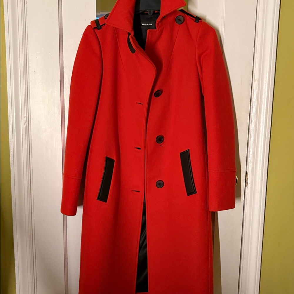 Mackage Orange Trench Coat with Black Accents